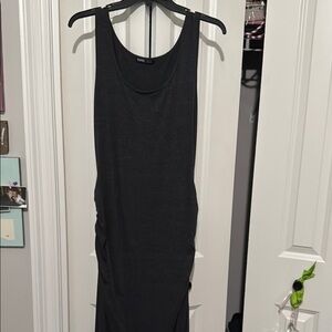 Gray Ruched Sleeveless Maxi Dress